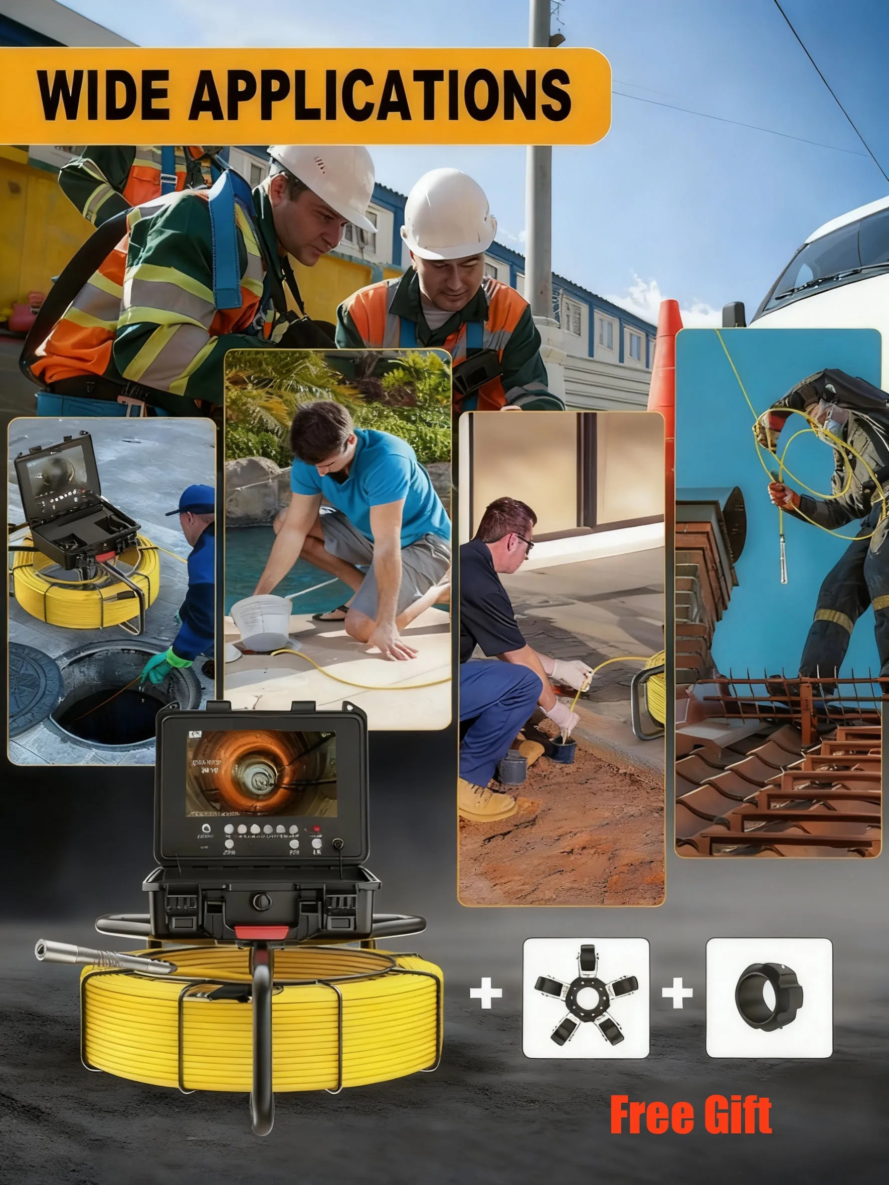 

Sewer Pipe Inspection Camera - Auto Focus, 1080P Video Recording, High-Strength Flexible Fiber Tube, 32GB TF Card