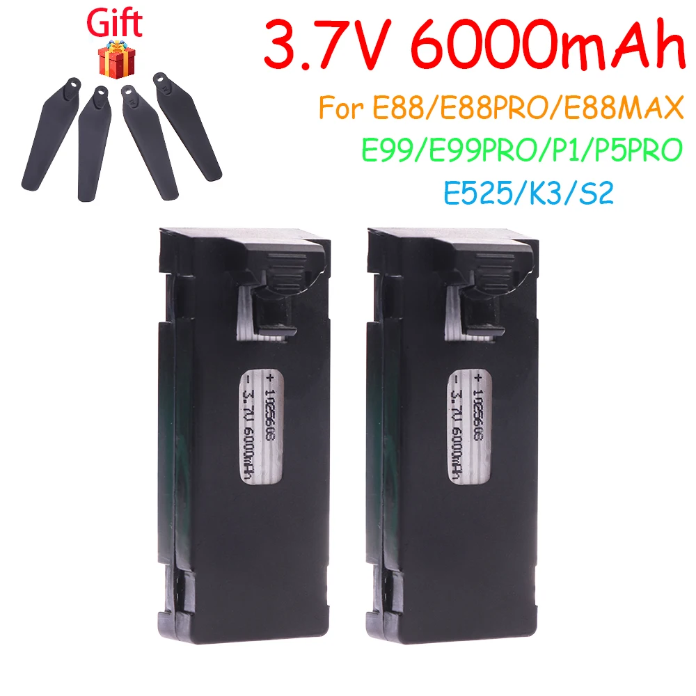 Rechargeable 3.7V 6000mAh E88PRO Battery an Charger For RC Drone E88 E99 E99PRO P1 K3 P10 A13 E525 RC Quadcopter Parts Batteries