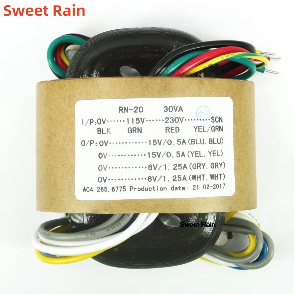 

1 шт. 30 ВА 30 Вт 15 В * 2 + 6 В * 2 R-образный трансформатор для предусилителя ЦАП усилитель «сделай сам», новый