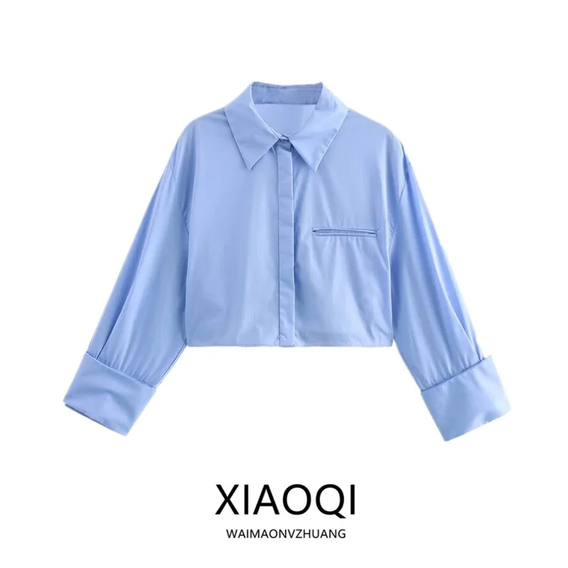 

New Autumn 2024 Women's Cotton Bal irt with Belt Long Sve Ultra-ort Sle Faionable Versatile Slim Fit