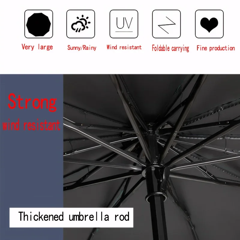 Super Large Folding Umbrella Men Womens Windproof Umbrellas Fold Business Sun Rain Umbrella Travel Whole Family Umbrellas