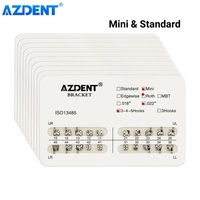 AZDENT 10Packs Dental Brackets Orthodontic Brace Metal Mini Standard Roth MBT Slot 0.022 0.018 Hooks 3-4-5 20pcs per Pack