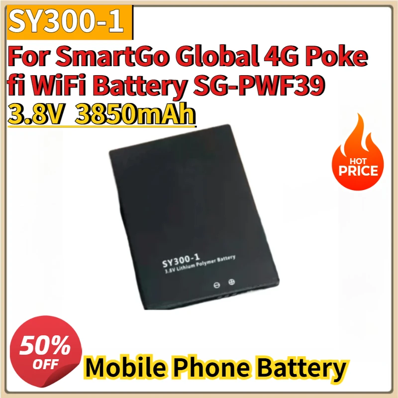 

New 3.8V 3850mAh SY300-1 Replacement Mobile Phone Battery for SmartGo Global 4G Pokefi WiFi Battery SG-PWF39 SY300-1 Li-Polymer