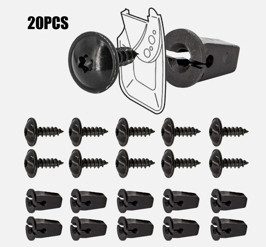20pcs Engine Cover Undertray Splashguard Wheel Arch Torx Screw Retainer Fastener Clips Bolt N90974701 for VW Audi Seat
