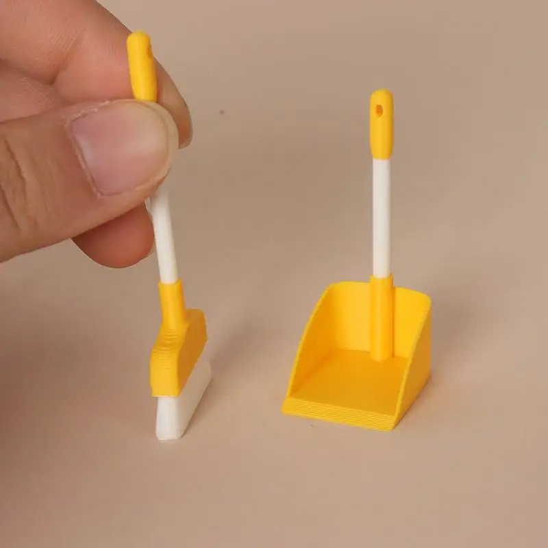 1Set 1/12 Mini Cleaning Tool Set Brush Dustpan Dollhouse Home Scene Decoration Toy