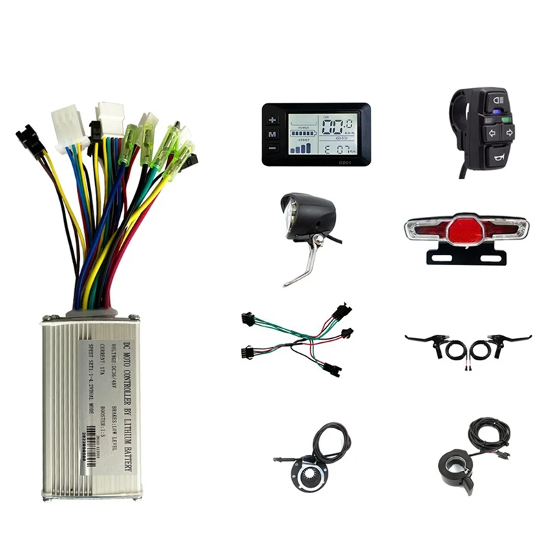 

GD01 LCD Display Panel Electric Bicycle Scooter Brushless Controller Kit 36V‑48V 17A Waterproof With E-Bike Light