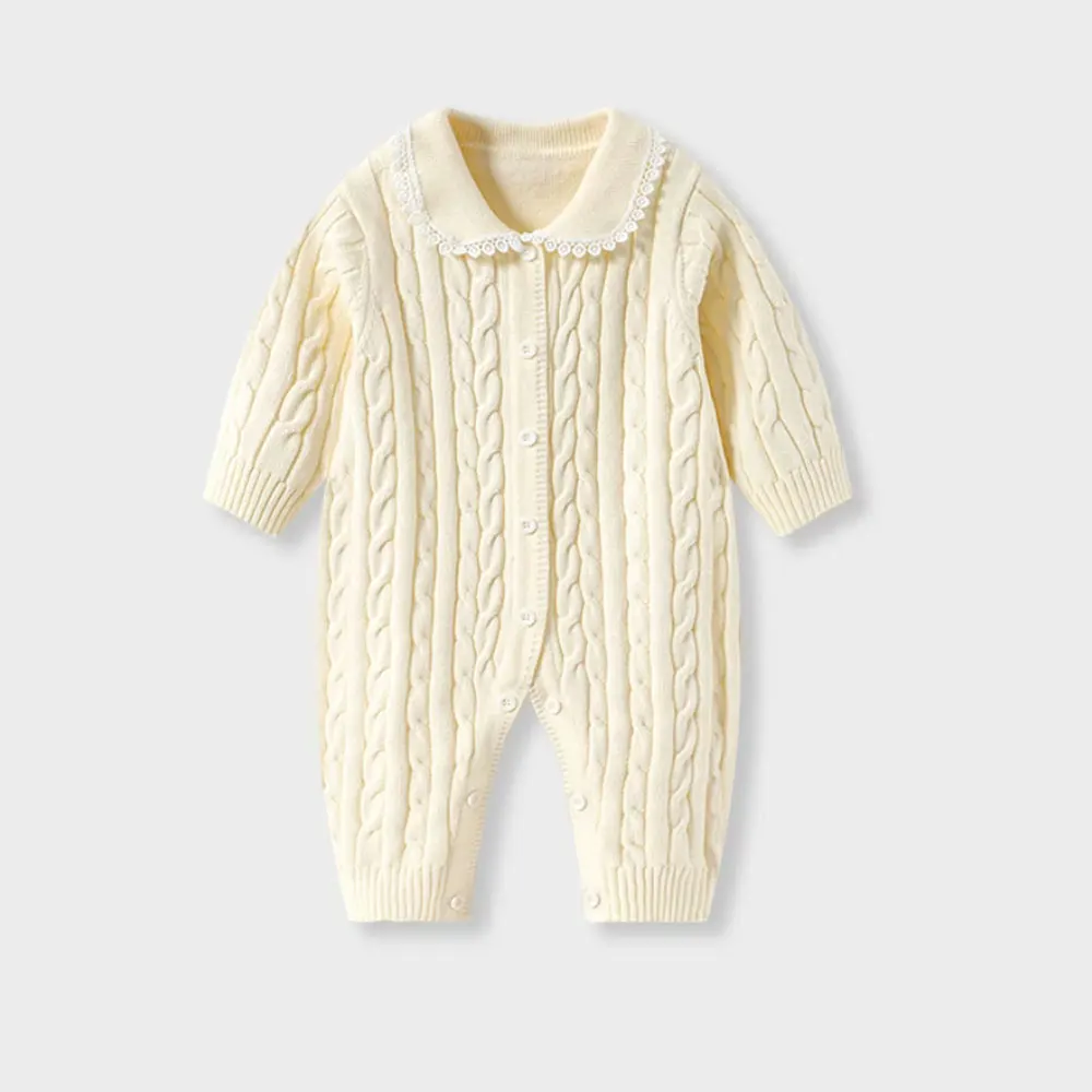 Spring fall newborn girls baby clothes outfits rompers knitted cardigan sweater jumpsuit sets for infant baby cloth 1st birthday