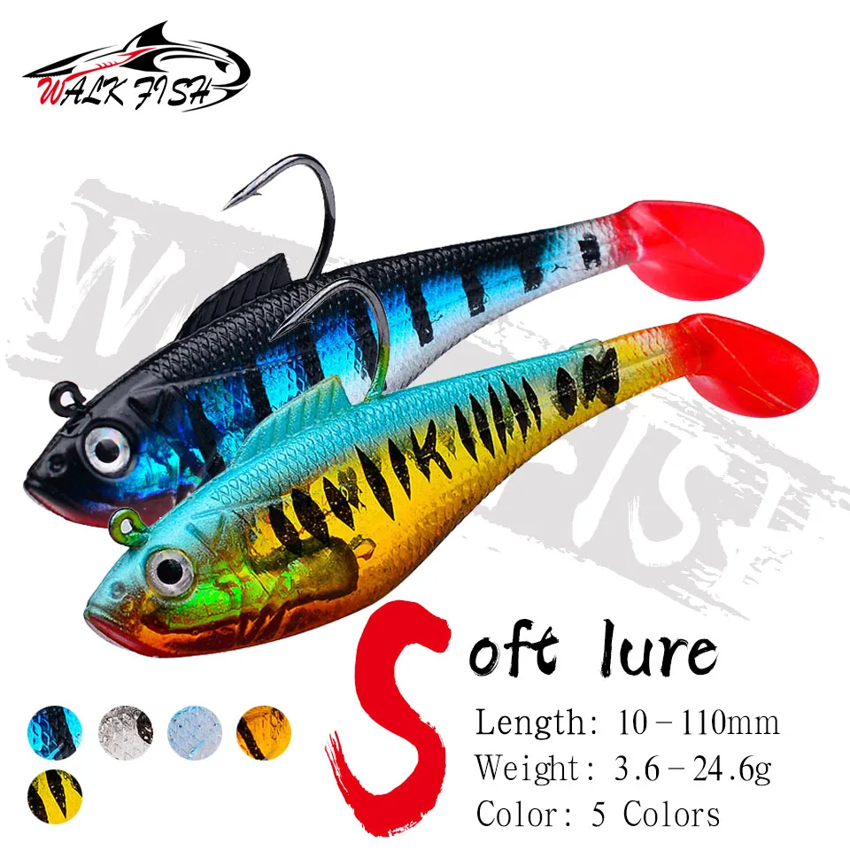 Walk Fish 1pcs neue/11cm Kopf weichen Köder t Schwanz Wobbler Angel köder Pesca Karpfen Bass künstlichen Köder Swimbait Angel gerät