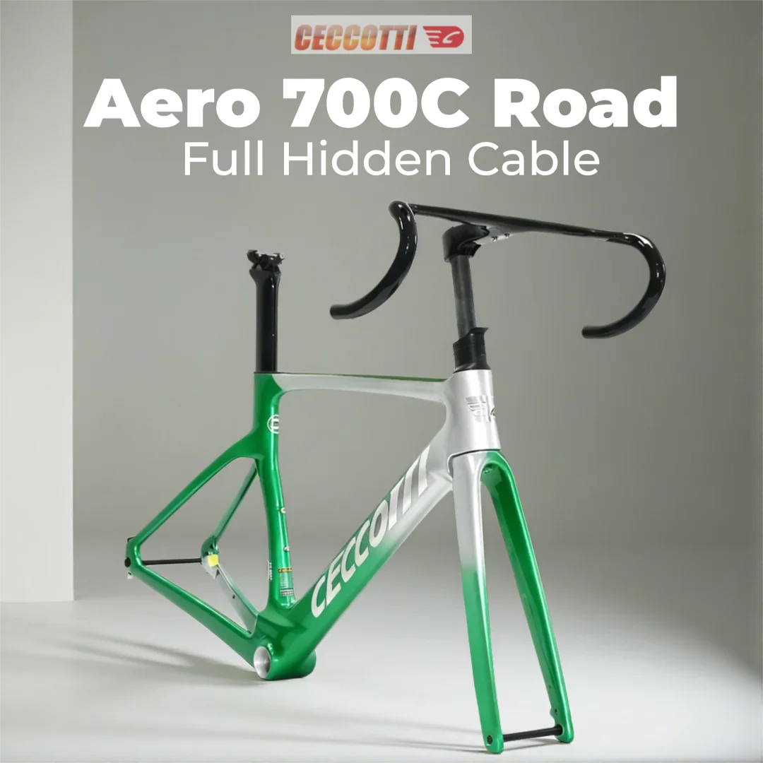 

Рама для шоссейного велосипеда CECCOTTI из карбона, дисковые тормоза, полностью скрытая проводка, 700x32C, в комплекте с рулем