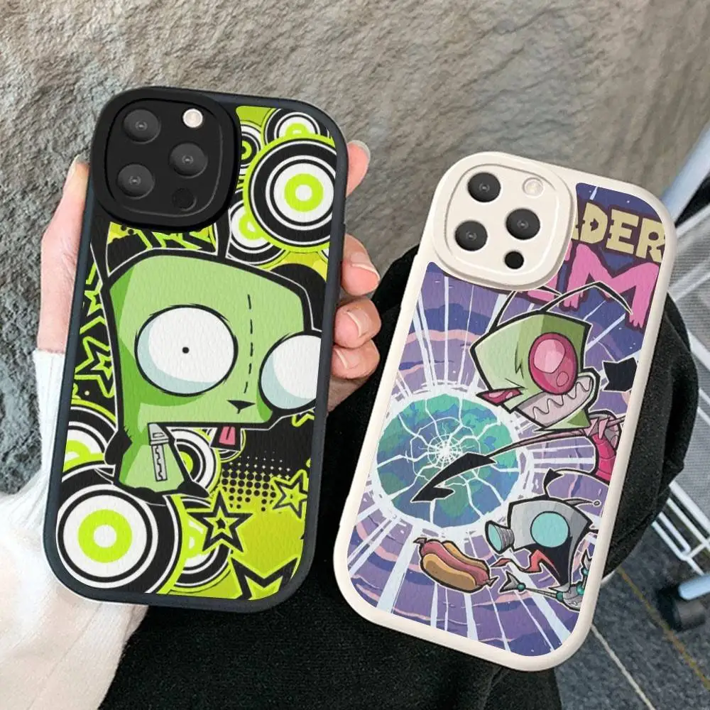

Anime Cute I-invader Cartoon Z-zim Phone Case Hard Leather For IPhone 16 15 14 13 12 Mini 11 14 Pro Max Xs X Xr Plus Fundas
