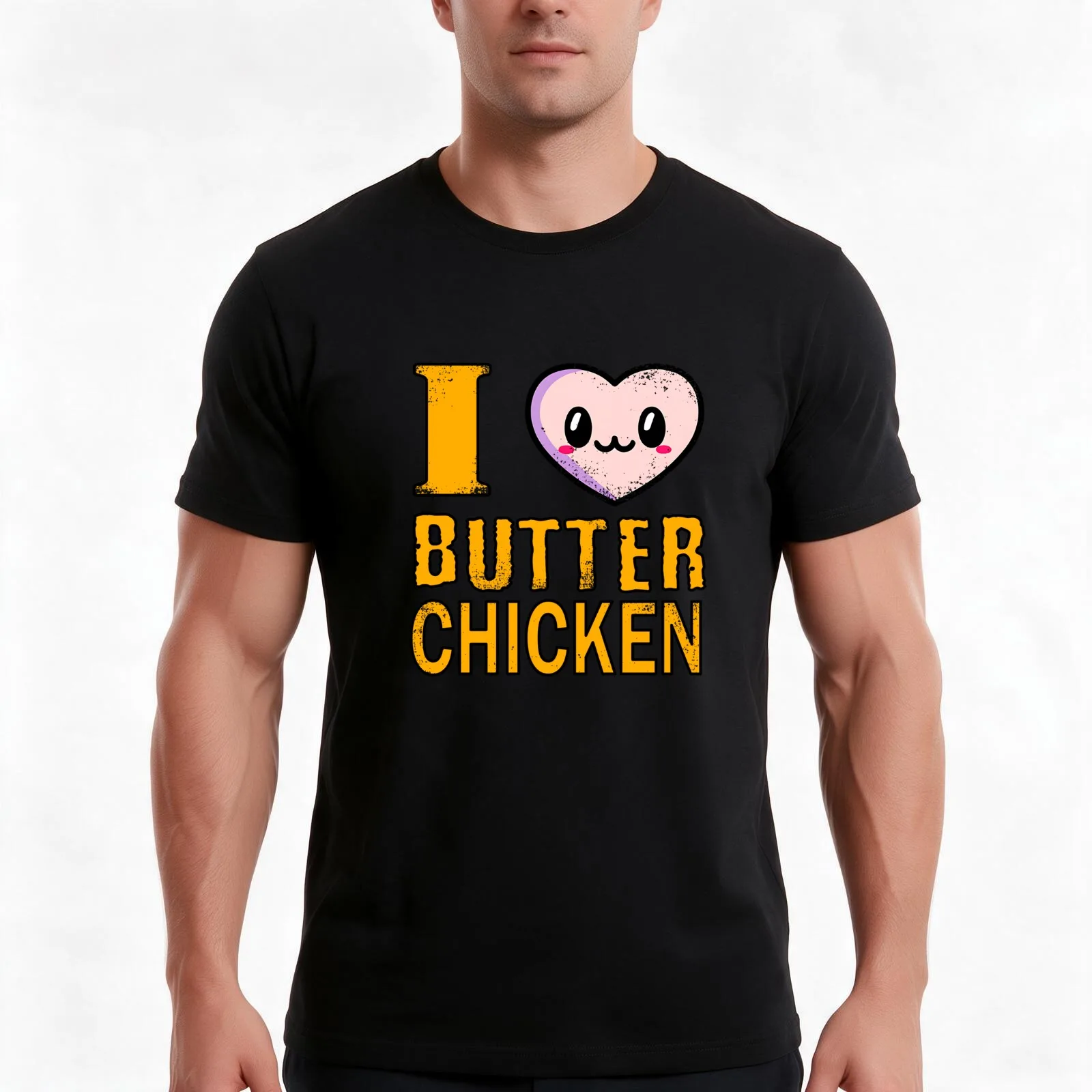 I love Butter Chicken - Indian cuisine T-Shirt, Summer Casual Cotton Tee, Oversized Streetwear Tops, Vintage Graphic Print