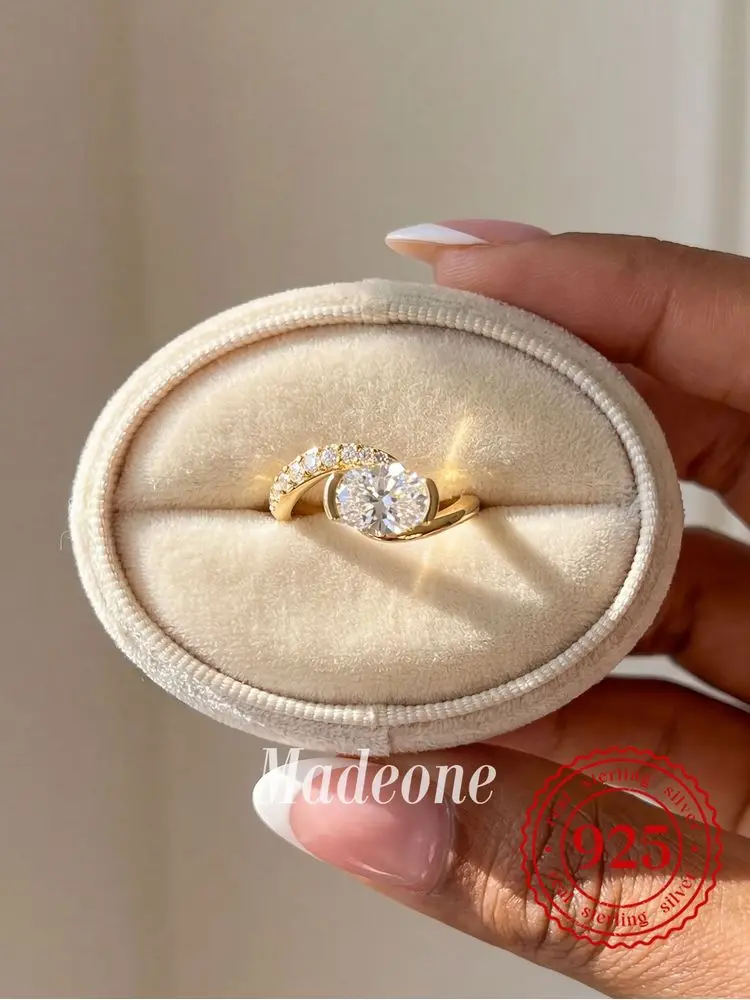 925 Sterling Silber schlichter ovaler modischer Zirkon-Ring für Frauen, Hochzeit, Verlobung, Alltag, hochwertiger Luxus-Edelschmuck