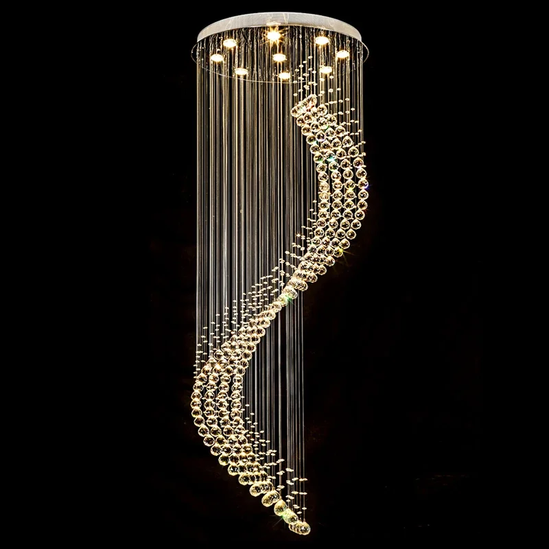 Crystal Modern Chandelier Single Spiral Ladder LED Chandeliers For Foyer Dining Room Restaurant lamp Stair light