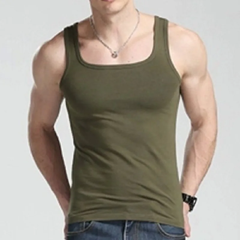 

Men's Square Neck Vest Men's Korean Style Slim fit tight sports cotton vest Factory direct supply summer