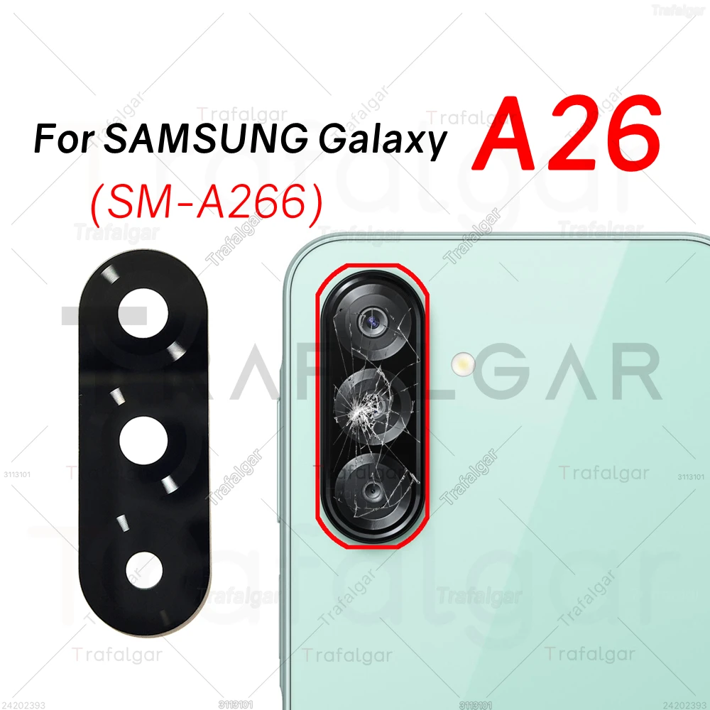 กระจกเลนส์กล้องด้านหลังสำหรับ Samsung Galaxy A26 5G SM-A266 คุณภาพสูง ป้องกันได้ดี ติดตั้งง่าย พร้อมสติกเกอร์กาว