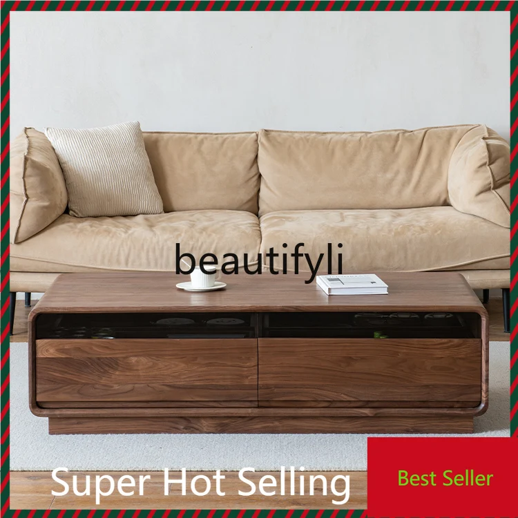 

North American black walnut coffee table living room household solid wood tea table light luxury coffee table combination G1218