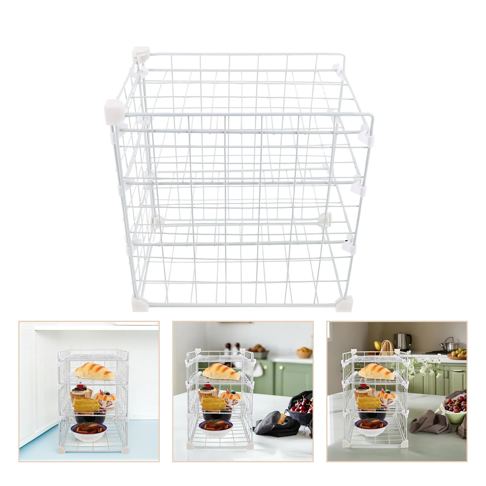 

Metal Mesh Refrigerator Organizer 4-Layer Adjustable Fridge Storage Shelf For Kitchen Freezer Pantry Snack Condiment