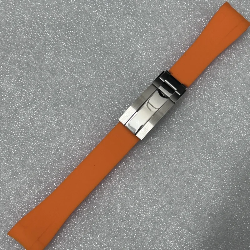 ملحقات تعديل الساعة 20 مم واجهة منحنية حزام مطاط السيليكون مشبك قابل للطي لليخوت بتوقيت جرينتش