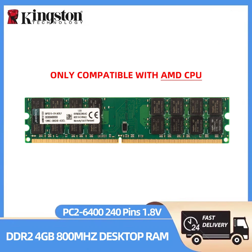 Kingston Memoria RAM DDR2 4GB 800MHz PC2-6400 for AMD CPU Motherboard Memory Ram 240pin 1.8V PC Memory Ram Module