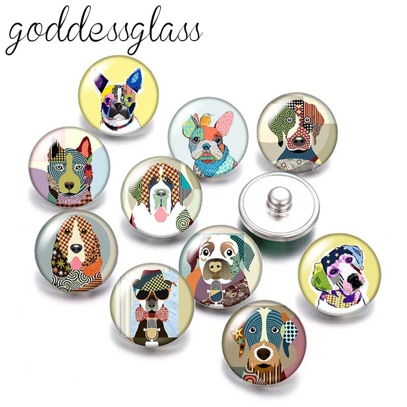 New Dog Love Pet Bulldog Collie Cute 10pcs mix Round 12mm/18mm snap buttons for 12mm/18mm snap necklace DIY findings jewelry