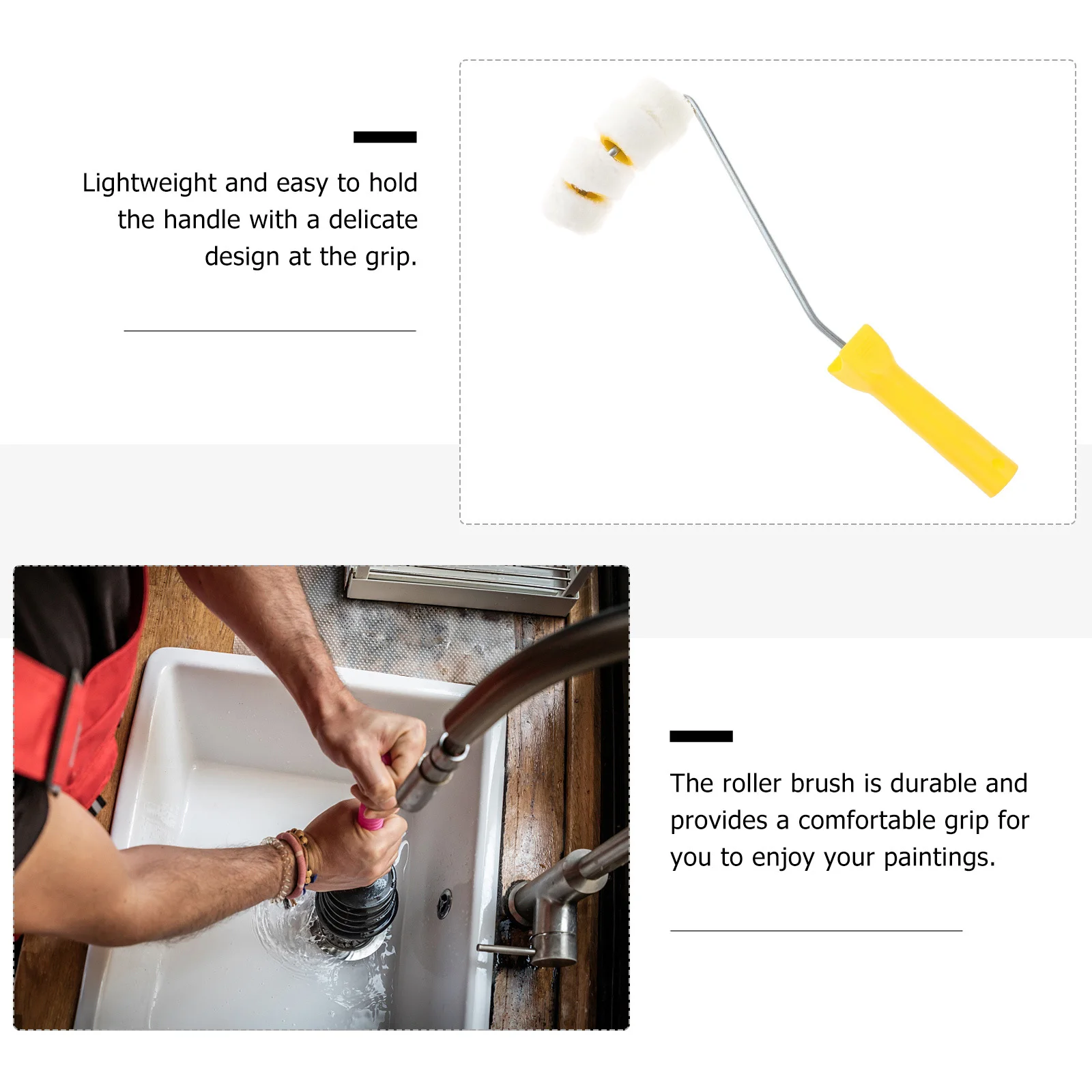 Petit rouleau de peinture en Tube à 4 roues, brosse pour peinture murale, tache de bois, garniture de clôture artisanale, amélioration de l'habitat, rouleau multi-roues