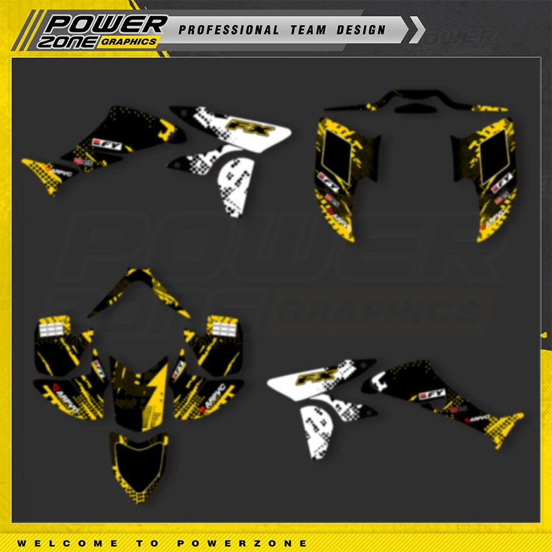

PowerZone Custom Team Graphics Backgrounds Decals Stickers Kit For Honda 2005-2014 RX450 Supermoto 450cc Custom Design 03