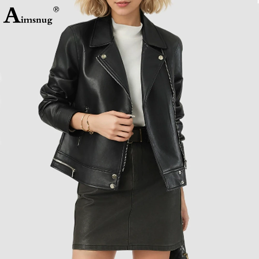 

2025 женские куртки из искусственной кожи в стиле рок, женская модная верхняя одежда на молнии, сексуальные мотоциклетные пальто, базовая куртка с Lepal воротником