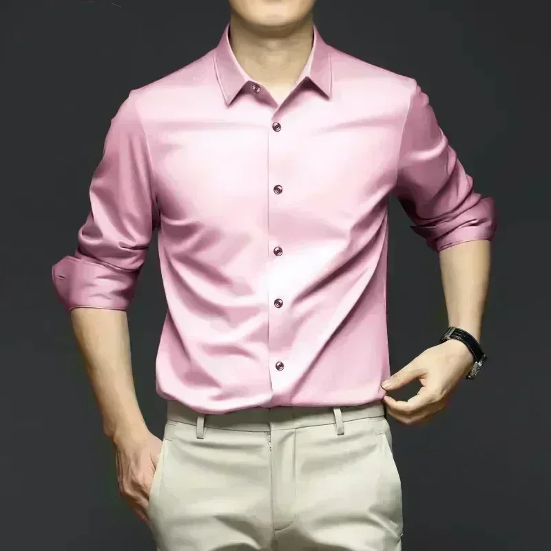 S-6XLMen's gray shirt, long sleeved, non ironing, business dress, work dress, slim fitting, casual top, extra large Z130