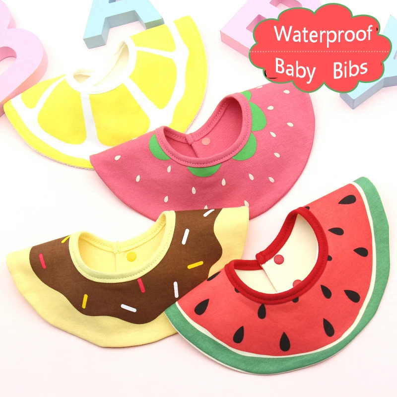 4pcs/Set Cartoon Baby Bibs Soft Cotton Feeding Bibs Waterproof 360 Degree Rotation Newborn Saliva Towel Cute Bibs for Children