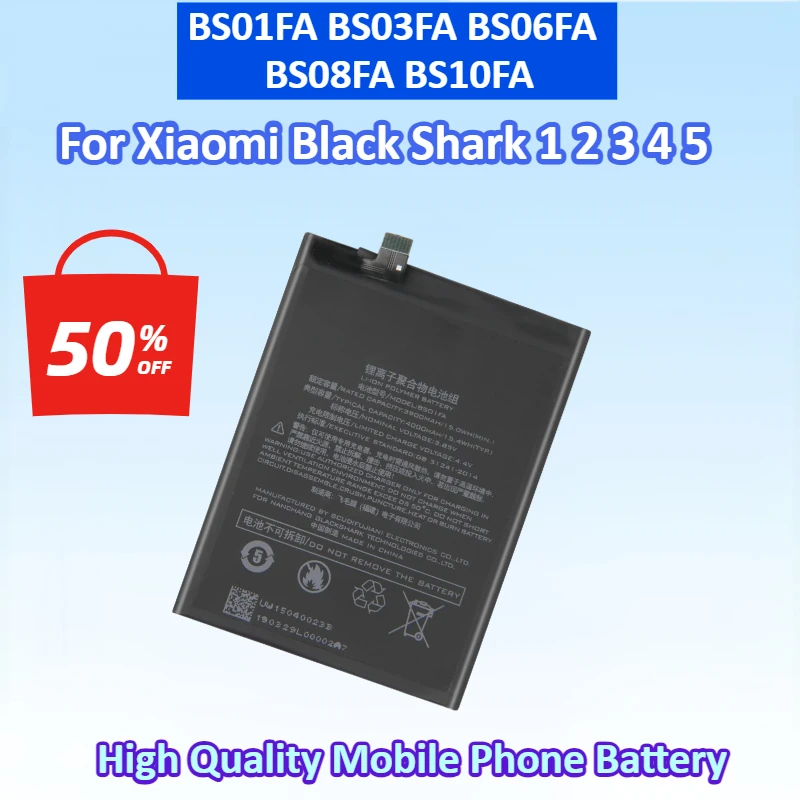 New BS01FA Li-polymer Battery for Xiaomi Black Shark1 2 BS10FA  BS01FA BS03FA BS06FA BS08FA High Quality Mobile Phone Batteries