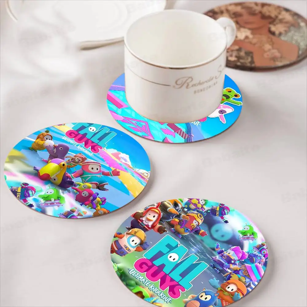 F-Fall G-Guys Natural Wood Coaster Creative Cartoon Absorbent Cushion Coffee Mug Bowl Cushion Insulation Cushion