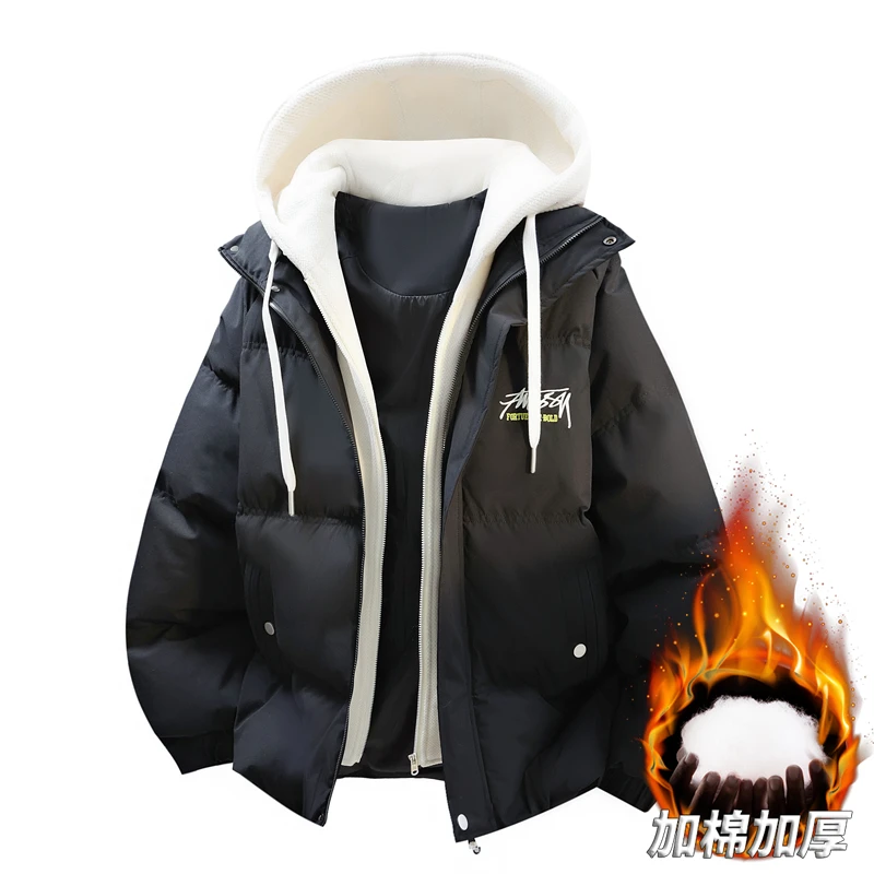 

Winter Korean Fashion Men Parkas Jackets Casual Thicken Warm Outerwear Comfortable Hooded Windproof Male Clothes Trend Hot Sale