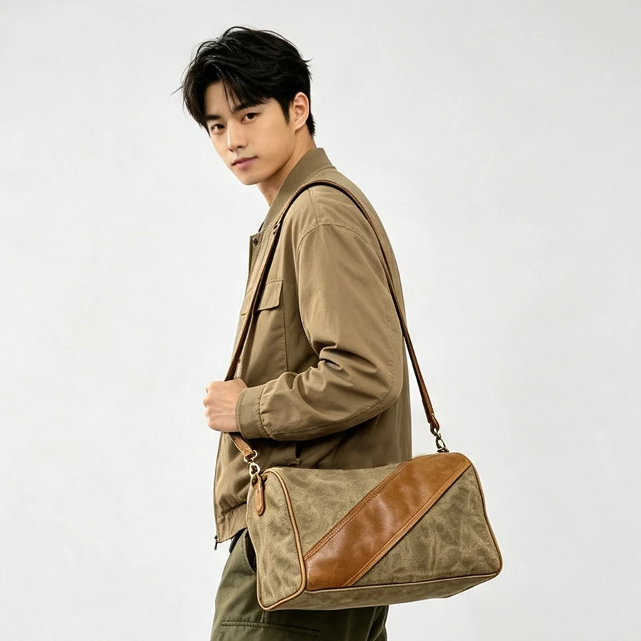 Retro Style Canvas Crossbody Backpack Leisure Sports Yoga Bag Men's Bag Outdoor Travel Commuting Shoulder Bag Foldable