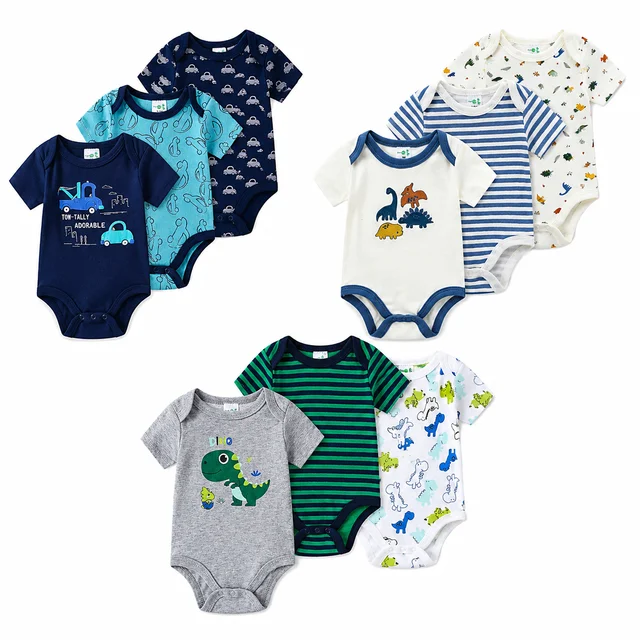 Kit Body Bebê Menino 3 Peças Manga Curta Algodão Macio Roupa para Bebê 3M a 12M