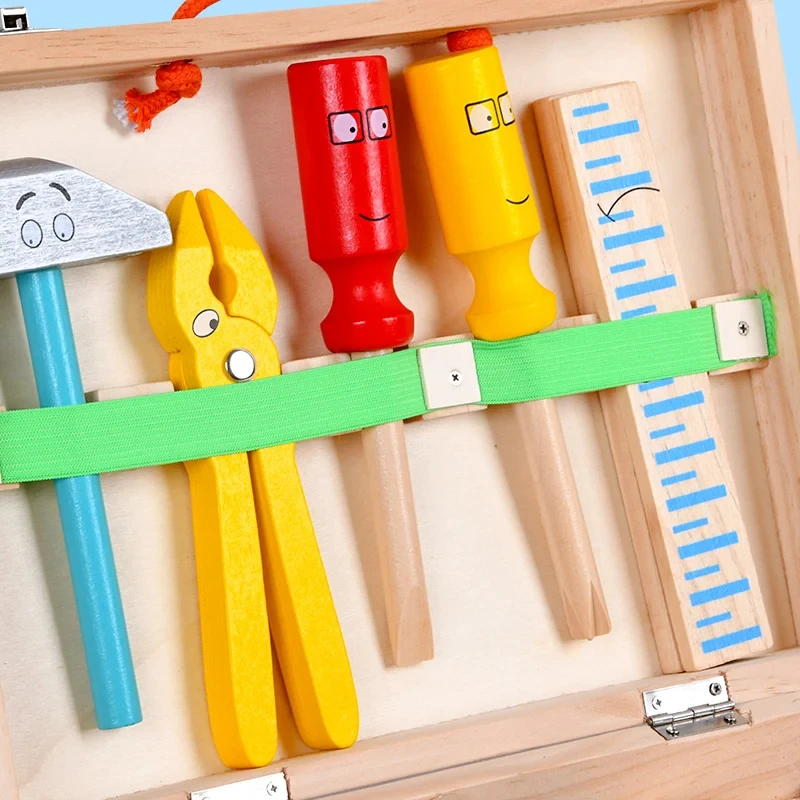 Children Montessori education toys assembly wooden screw nut combination Simulation Carpenter Tool Pretend Play Set toy for kid