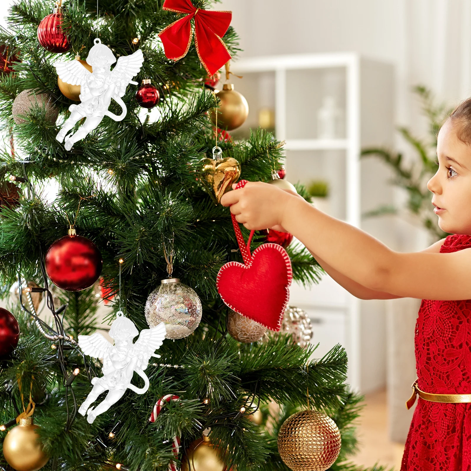 

12Pcs Transparent Angel Christmas Pendant Hanging Ornament Christmas Tree Decoration Party Supplies Angel Pendant