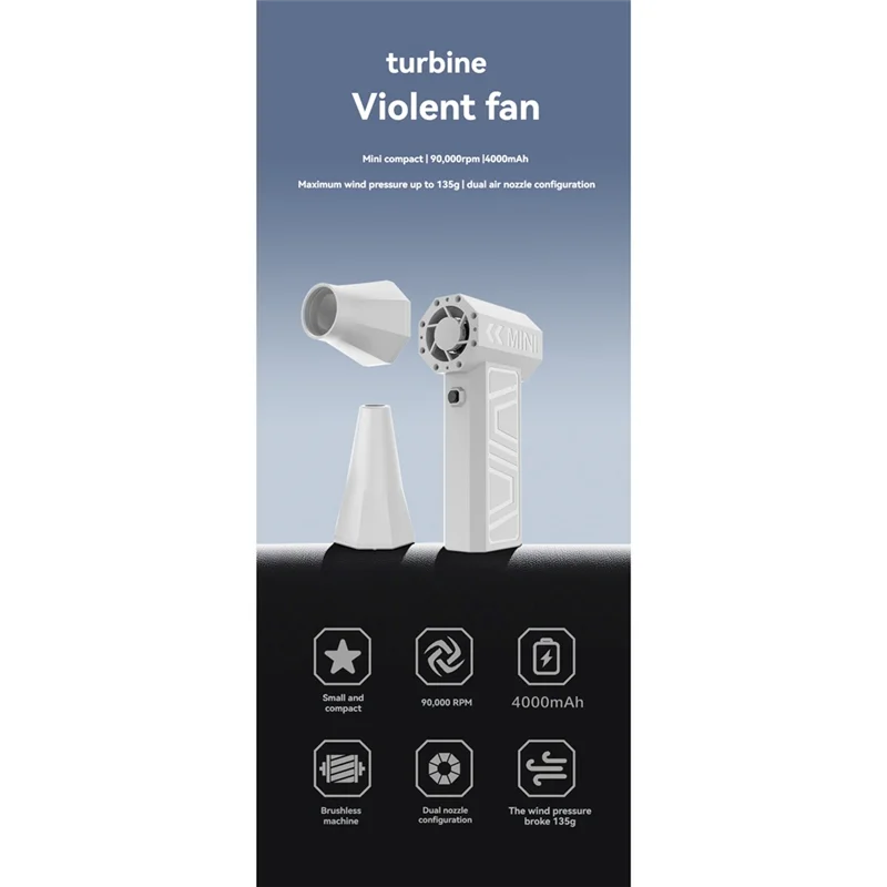ABVI-Violent Fan Mini Turbo Jet Fan Wind Speed Charging Blower Fans Super Power Turbo Fan