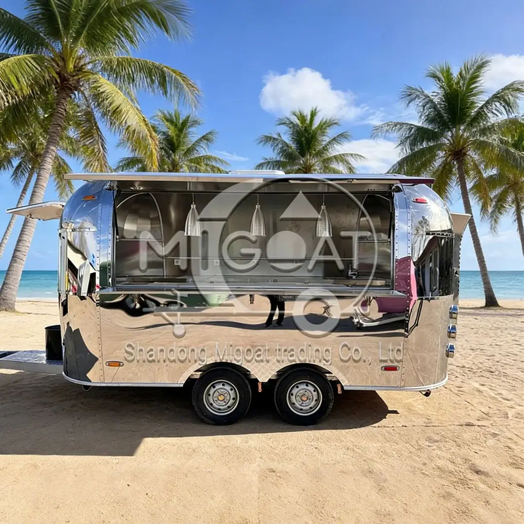 Stainless Steel Portable Towable Food Cart Outdoor Mobile Snack Selling Cart Wheelbarrow Style Trailers for Business