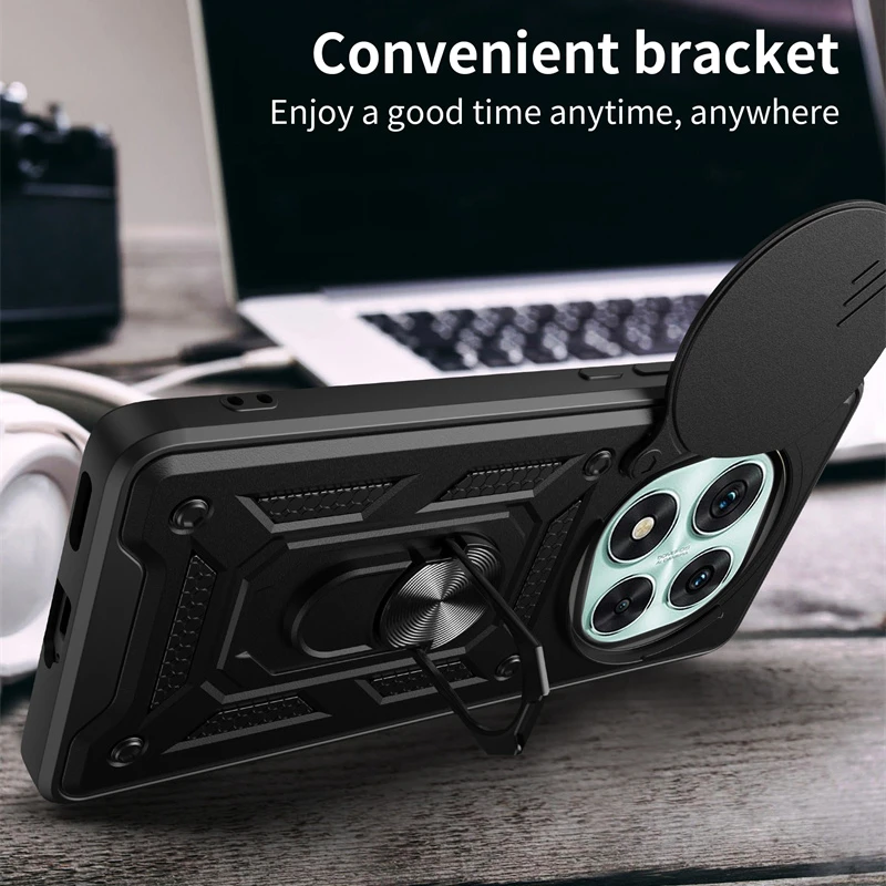 Armor Phone Case For Xiaomi Redmi Note 14 Pro 5G Note 15 Pro+ Plus Cover Lens Protection With Ring Magnetic Holder Coque Fundas