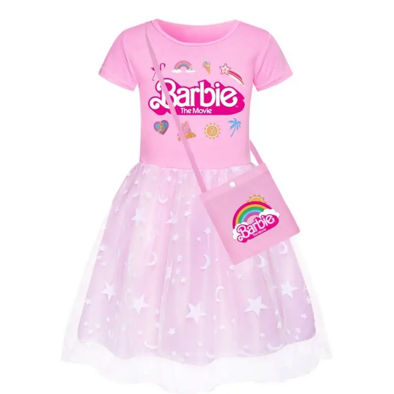 Kawaii Anime Cartoon Barbie ragazze manica corta pizzo maglia Tutu gonna dolce principessa vestito estate ragazze festa di compleanno vestito regalo