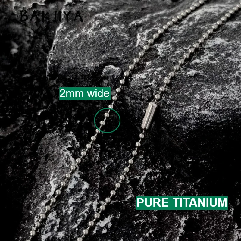 2.0/2.4mm Pure Titanium Bead Chain Necklace, Can Be Paired with Pendant Necklaces Lightweight, Rust-Resistant Unisex Trend Chain