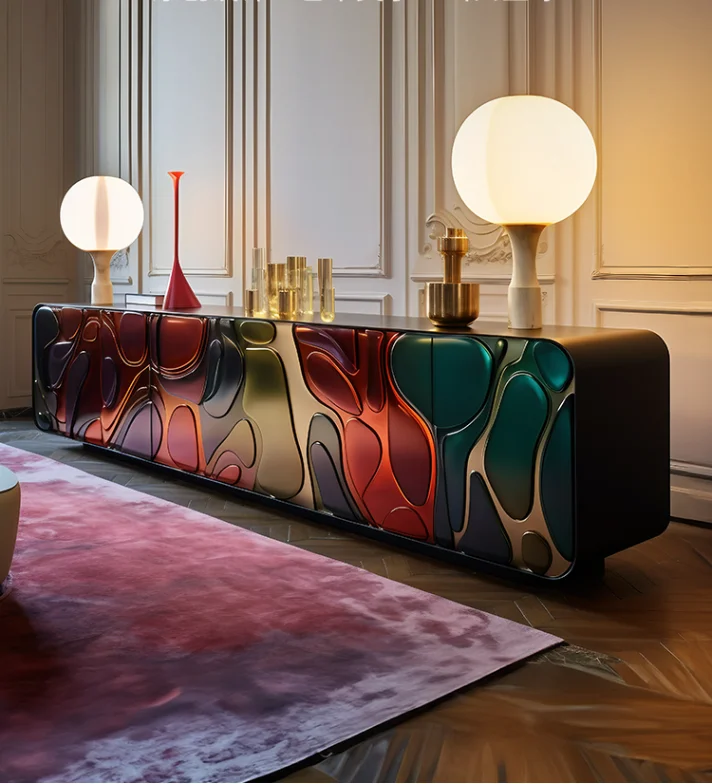 Art dopamine painted TV cabinet Italian modern furniture International Museum TV cabinet