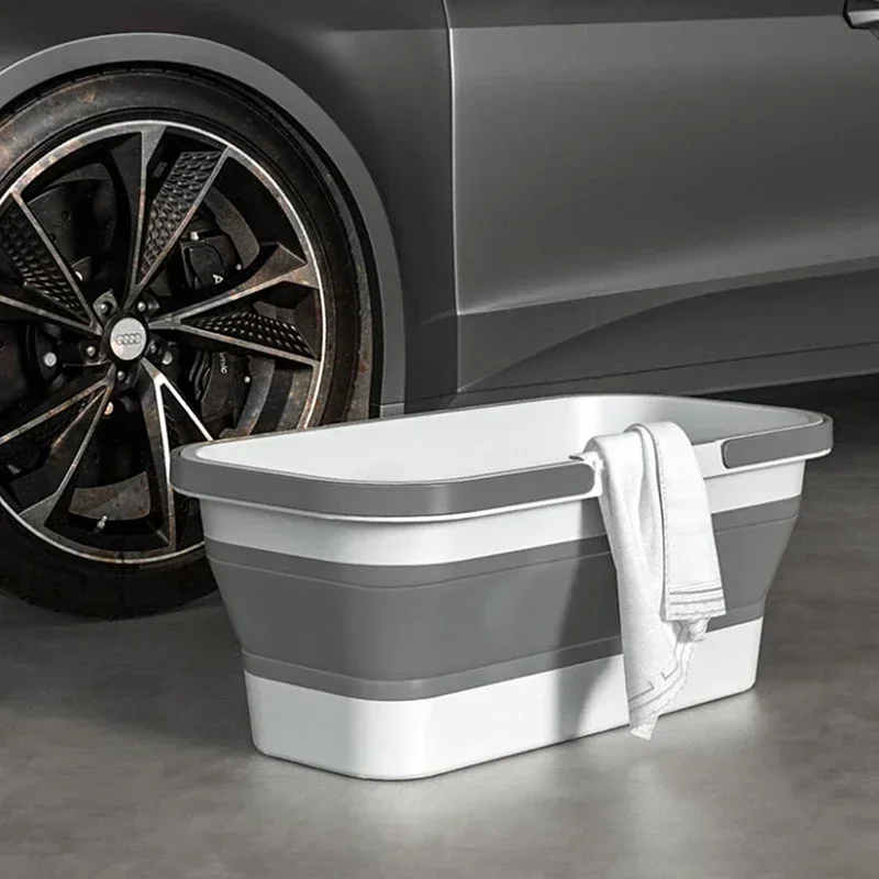 Foldable Mop Bucket Collapsible Portable Wash Basin Car Washing Bucket with Handle Fishing Pail Tools Large-capacity Barrel