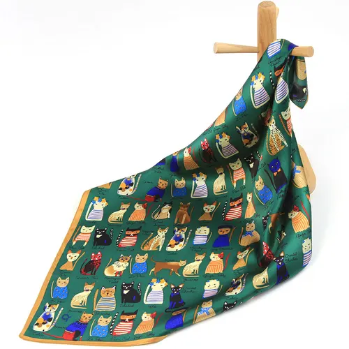 Pañuelo de seda 100% pura de 53cm para mujer, pañuelo para el cuello de gato, diadema para mujer, regalo para niña, bolsillo cuadrado de lujo para hombre