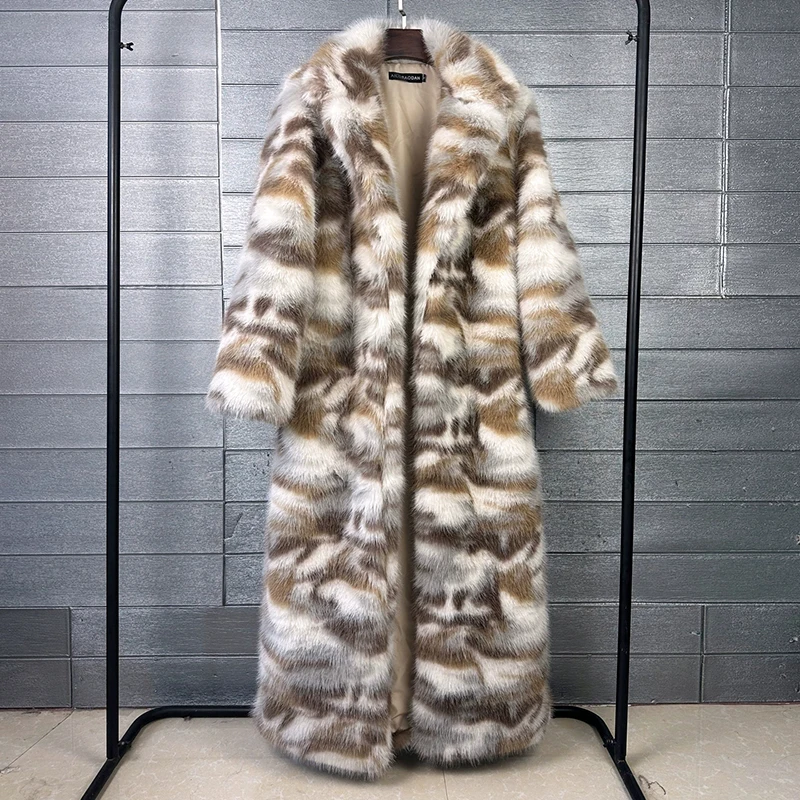 Women High Quality Camouflage pattern Fur Coat Imitating Fox Fur Thickened Coat 2025 New Temperament Winter Women Fur Coat H778