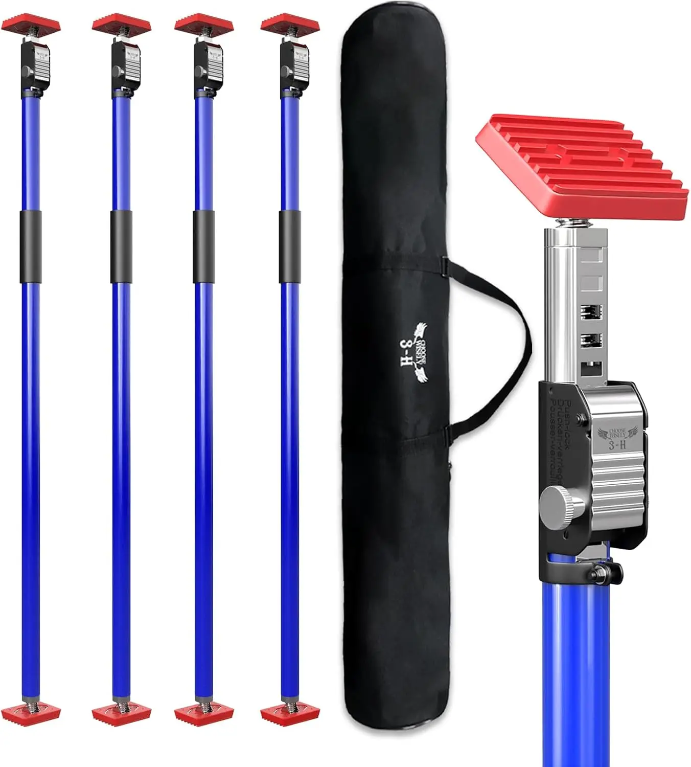 Adjustable All-Metal Blue Cargo Bar for Vans, SUVs & Trucks with Self-Locking Spring Ratchet, 43-77 inches