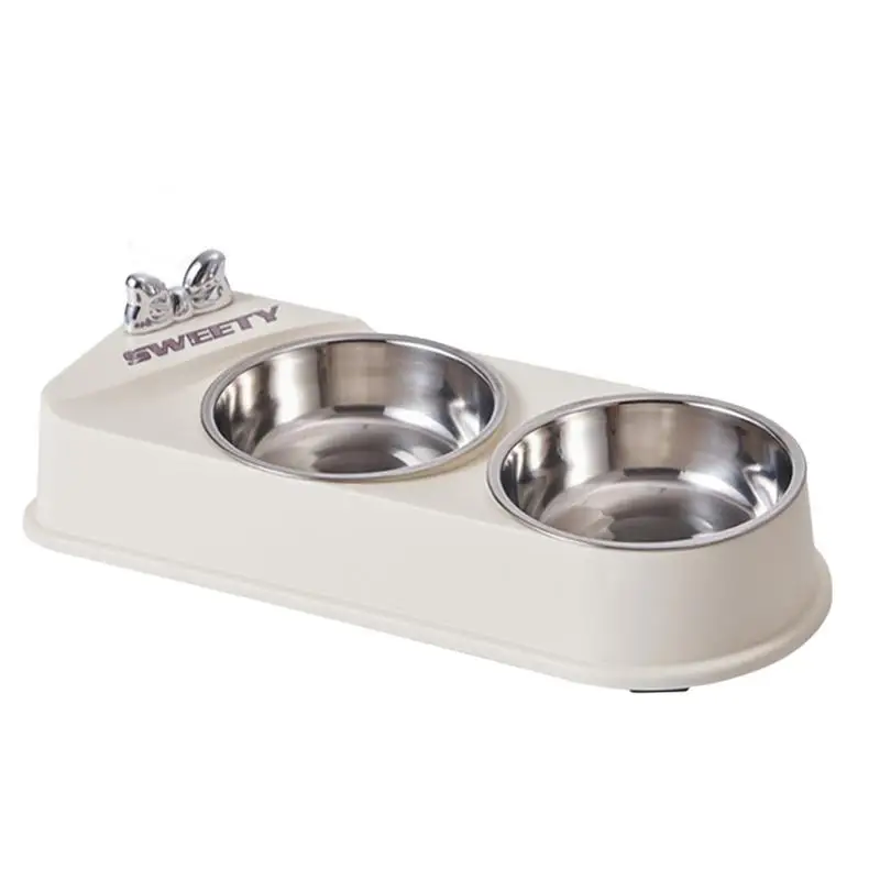 Stainless Steel Dog Bowls Stainless Steel Pet Feeding Double Bowl Stainless Steel Bowls With Non-slip Resin Station For Small