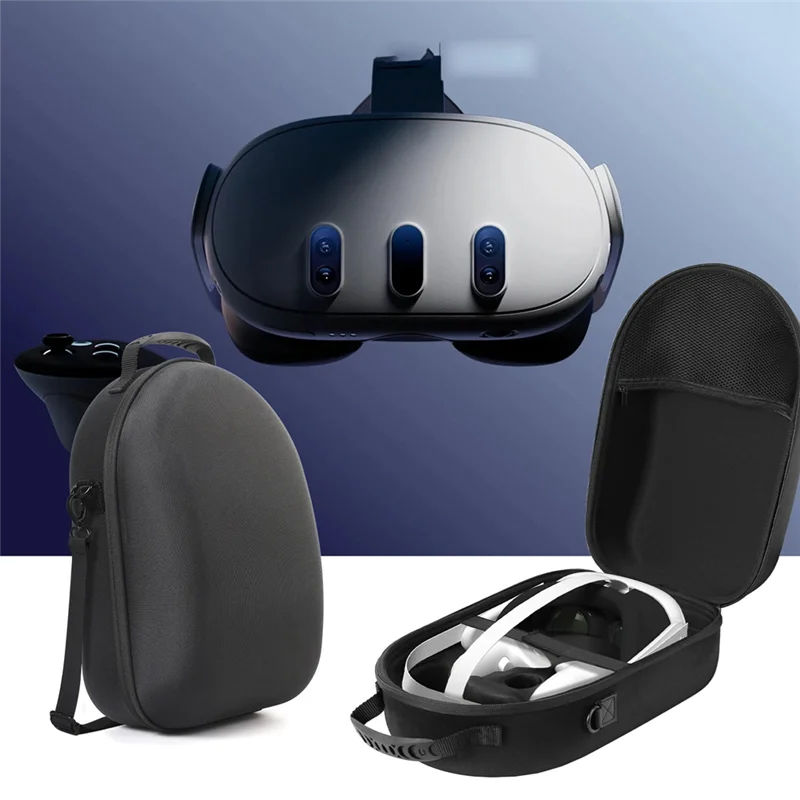 For Meta Quest 3 Portable VR Glasses Storage Bag ABS Shockproof EVA Hard Shell Gray