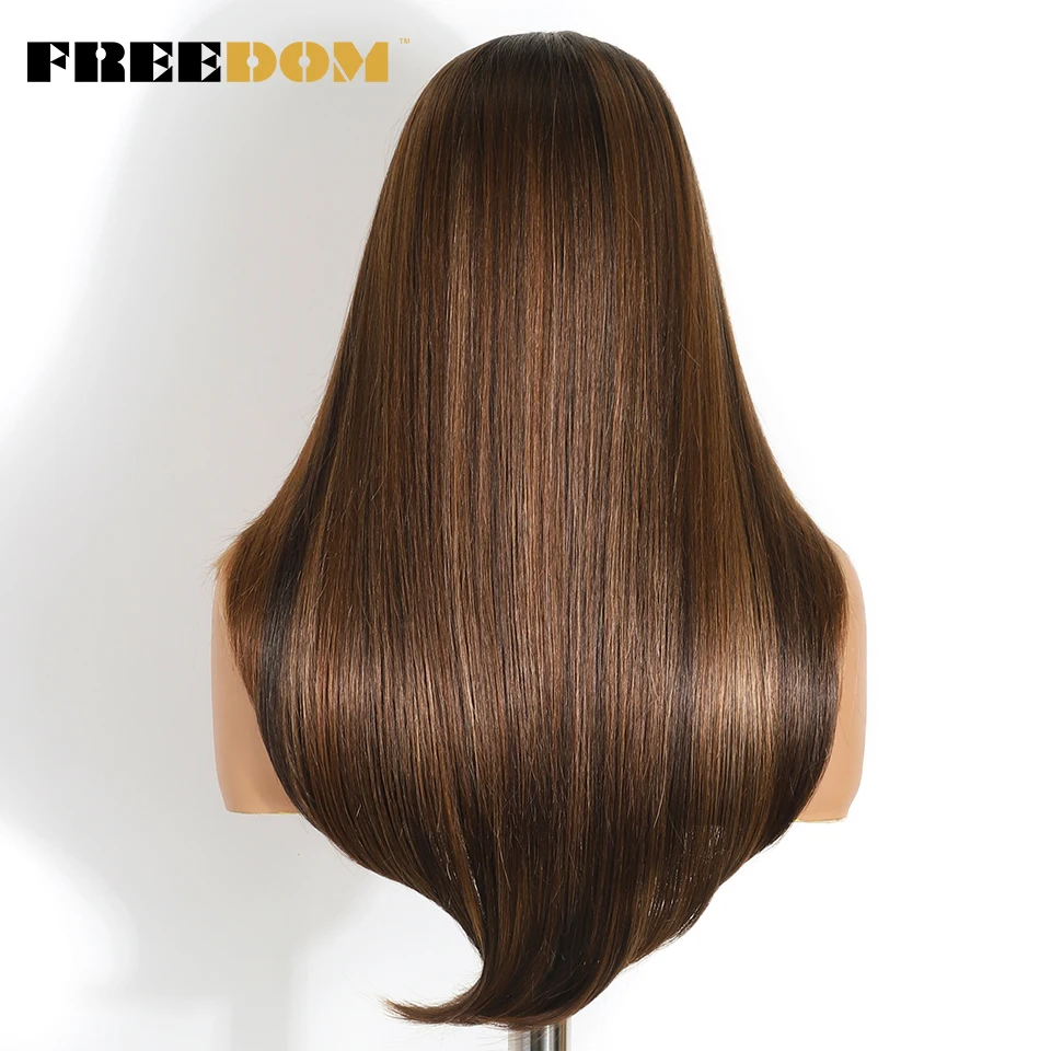 FREEDOM 9x6 قبل قطعها الاصطناعية الدانتيل الجبهة الباروكات للنساء مستقيم الطبقات شعر مستعار 24 "أومبير شقراء ارتداء والذهاب غلويليس الدانتيل الباروكات