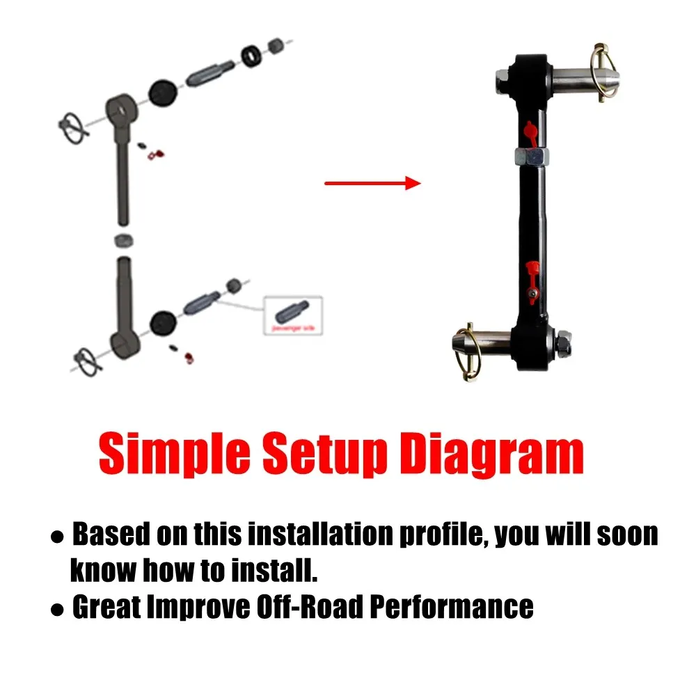 Front Sway Bar Links Disconnects Adjustable 2.5-6\